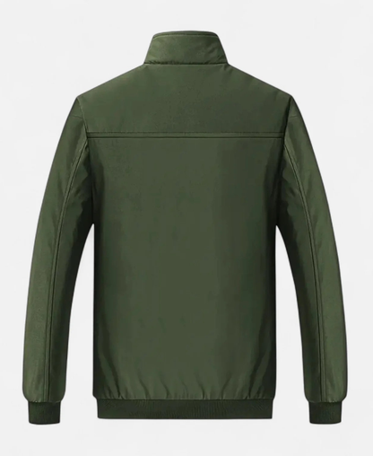 Men’s Fleece-Lined Winter Jacket with Stand Collar and Zip Closure