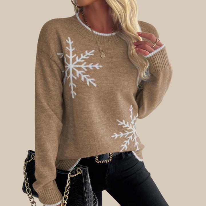 Women's Snowflake Crew Neck Knit Sweater