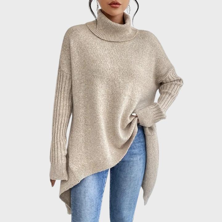 Women’s Elegant High Neck Long Sleeve Knit Pullover