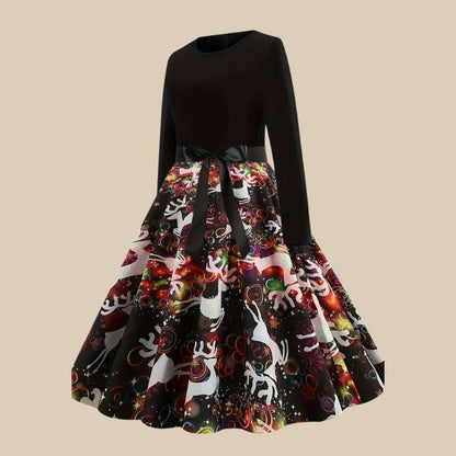 Women’s Christmas Vintage Print Dress