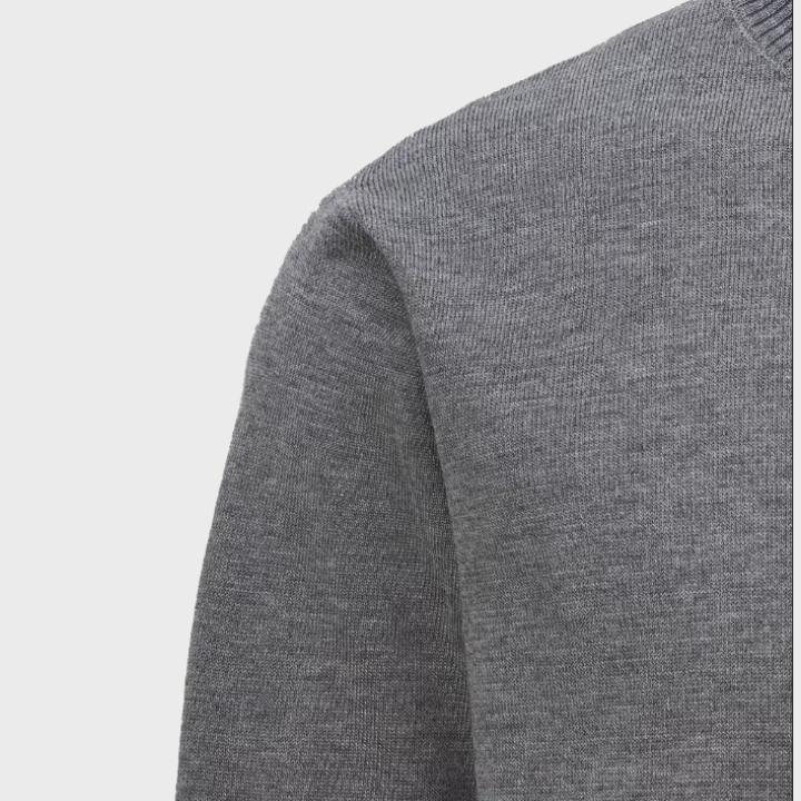 Men's Gray Stand Collar Knit Quarter Zip Jumper