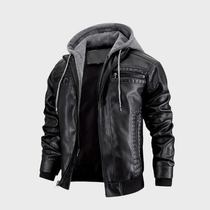 Men’s Hooded Bomber Jacket with Zipper Pockets