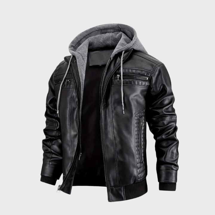 Men’s Hooded Bomber Jacket with Zipper Pockets