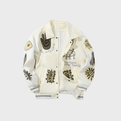 Men’s Geometric Embroidered Baseball Jacket
