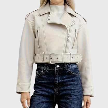 Women’s Chic Faux Leather Moto Jacket
