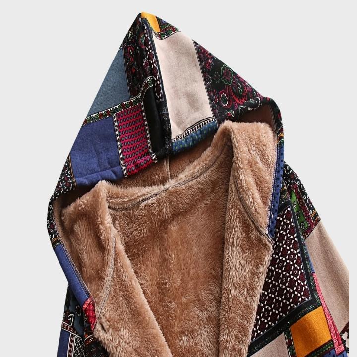 Women’s Oversized Hooded Patchwork Plush Jacket
