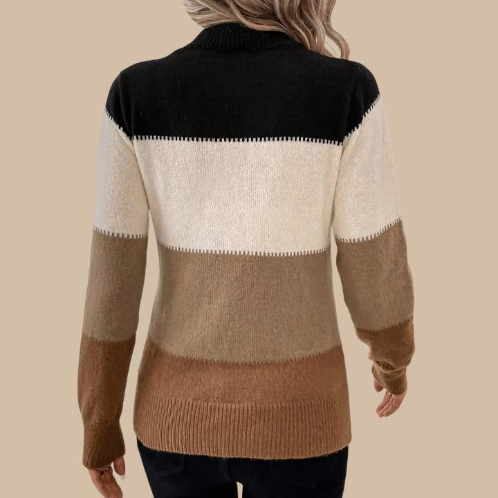 Women's Casual Color Block Crew Neck Pullover