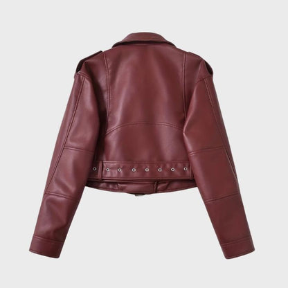 Women's Retro Belted Biker Jacket