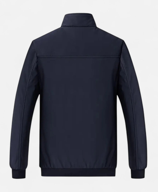 Men’s Fleece-Lined Winter Jacket with Stand Collar and Zip Closure