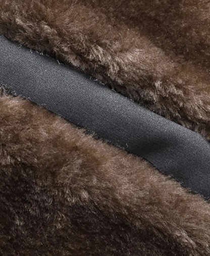 Men’s Fleece-Lined Winter Jacket with Stand Collar and Zip Closure