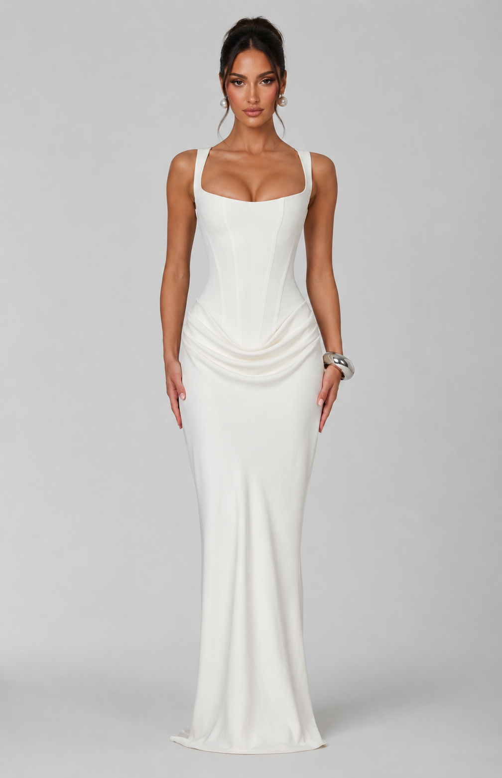 Square Neck Corset Fishtail Occasion Maxi Dress
