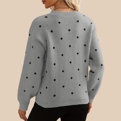 Women's Polka Dot Knit Crew Neck Sweater