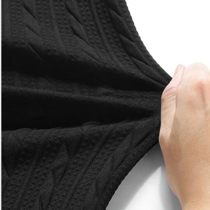 Men's Casual Solid Color High-Stretch Quarter-Zip Cable Knit Jumper