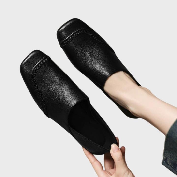 Women's Textured Square Toe Low Block Heel Slip-On