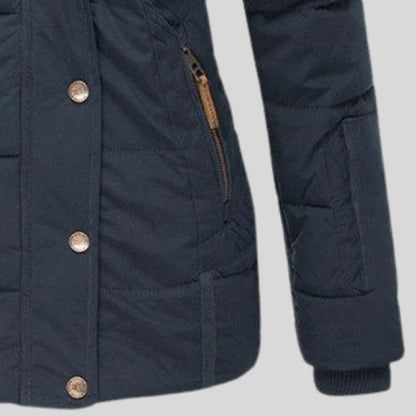 Women’s Long Sleeve Puffer Coat with Soft Fur Lining