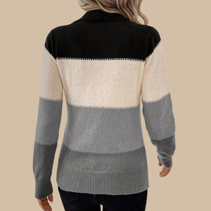 Women's Casual Color Block Crew Neck Pullover
