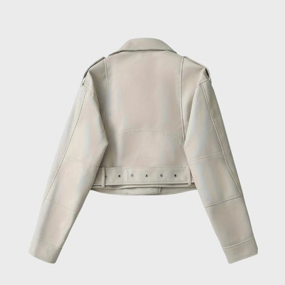 Women's Retro Belted Biker Jacket