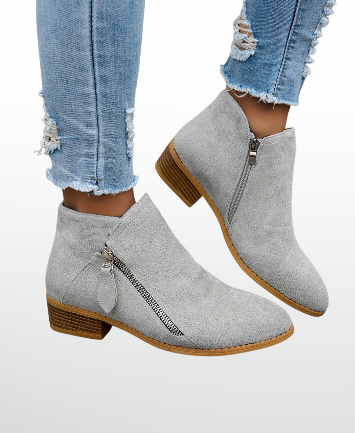 Women’s Mid-Heel Ankle Boots Side Zip