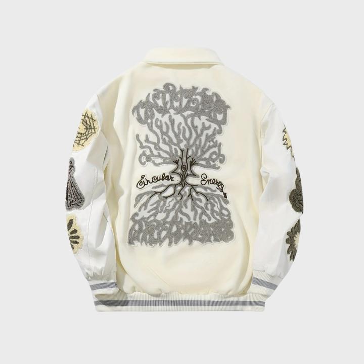 Men’s Geometric Embroidered Baseball Jacket