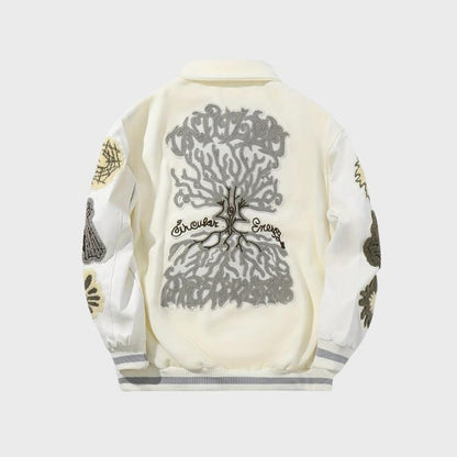 Men’s Geometric Embroidered Baseball Jacket
