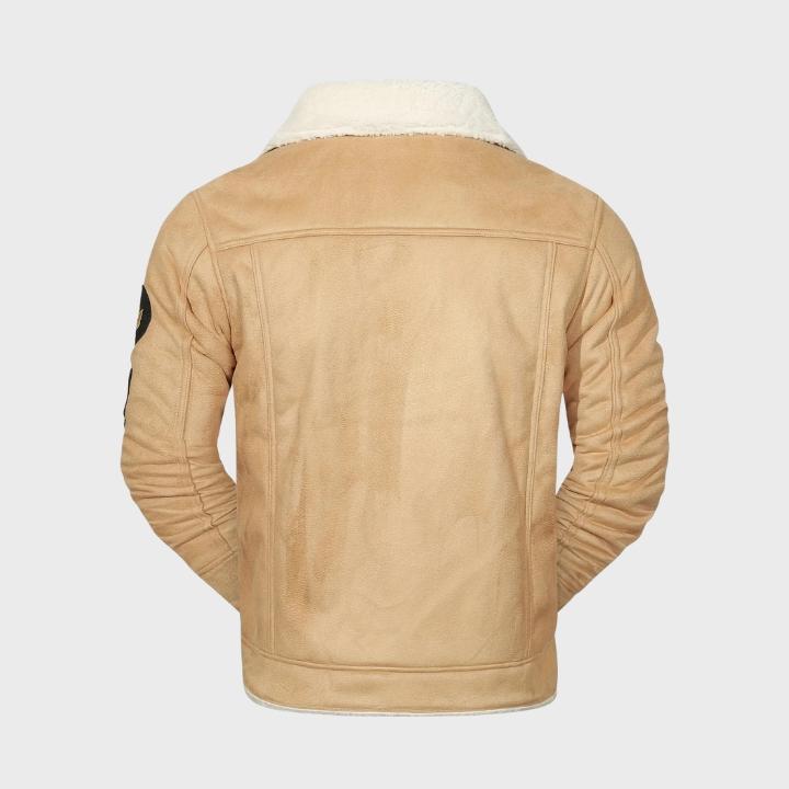 Men’s Faux Leather Jacket with Shearling Lining