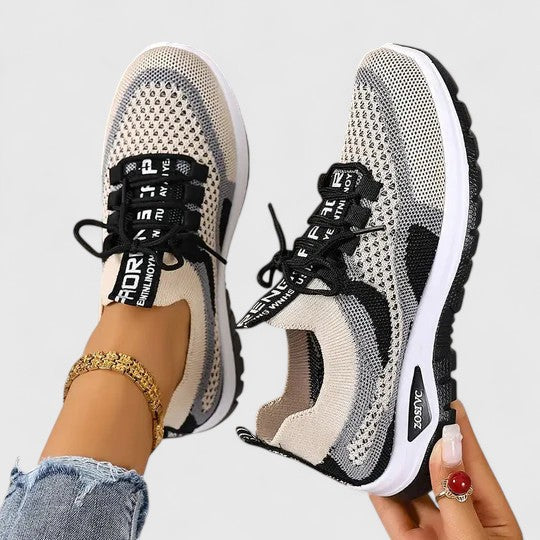 Mesh Knit Cushioned Lace-Up Trainers Women