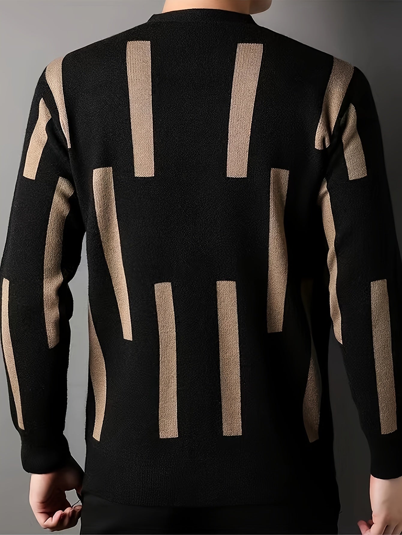 [2024 Men's V-Neck Sweater] 2024 Men's Casual V-Neck Cardigan Sweater | Striped Button-Front Design, Stretchy Knit Fabric, All-Season Comfort, Regular Fit Long Sleeve | Vneck Design, Durable Comfort, Textured Knitwear