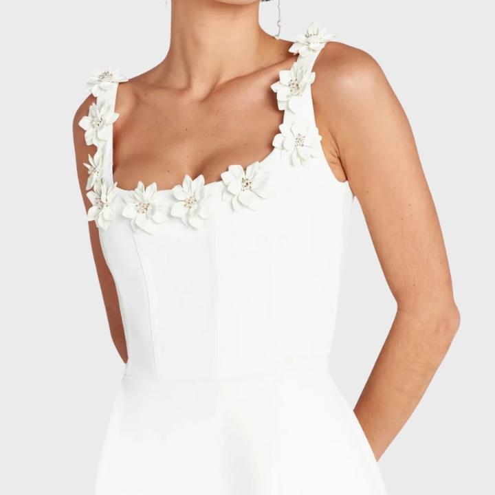 Women's Floral Appliqué Structured Mini Dress