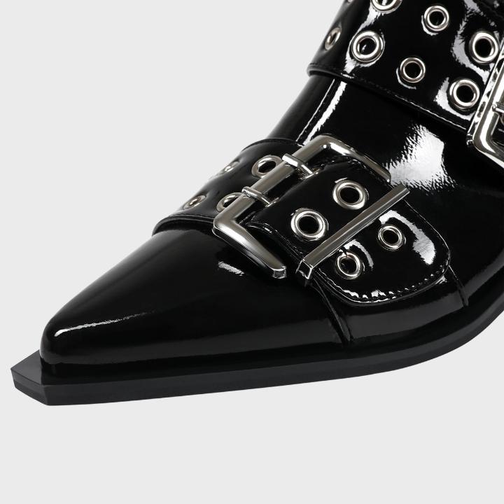 Women's Chunky Mid-Heel Zipper Biker Boots