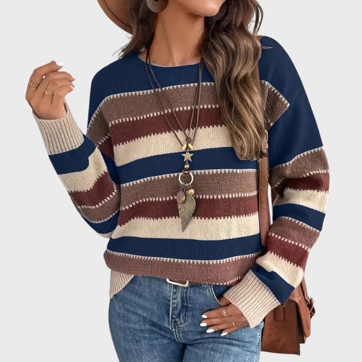 Women’s Casual Retro Stripe Knit Pullover