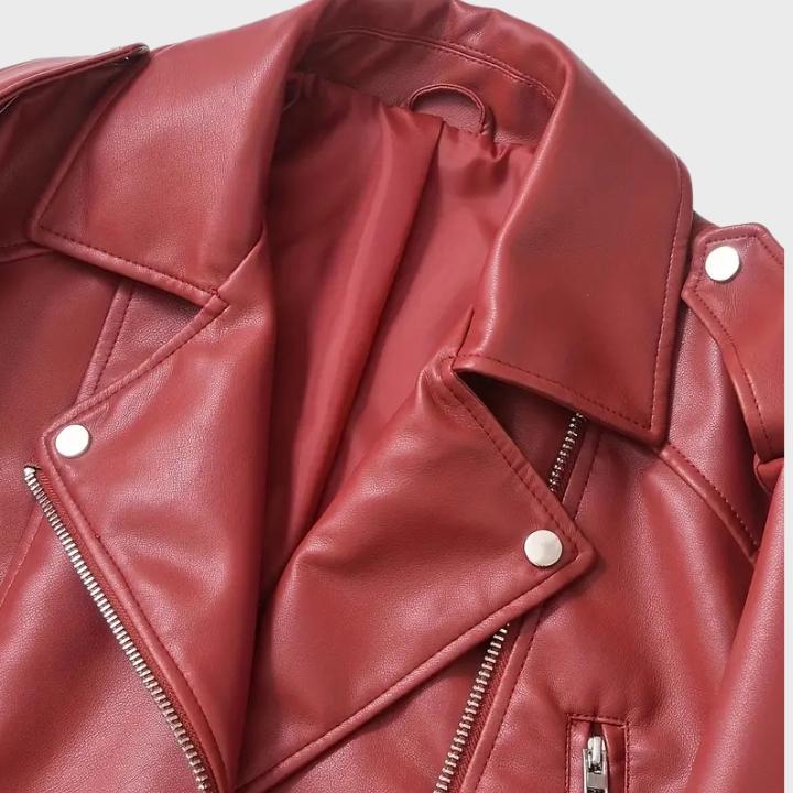 Women's Retro Belted Biker Jacket