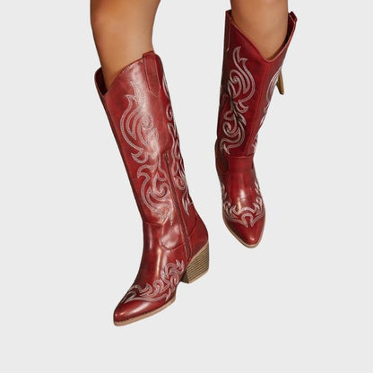 Women's Zip-Up Mid Heel Fashion Boots