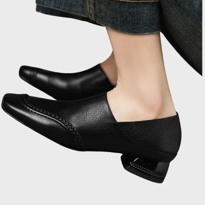 Women's Textured Square Toe Low Block Heel Slip-On