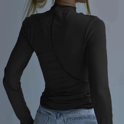 Women’s Slim Fit High Neck Long Sleeve Top