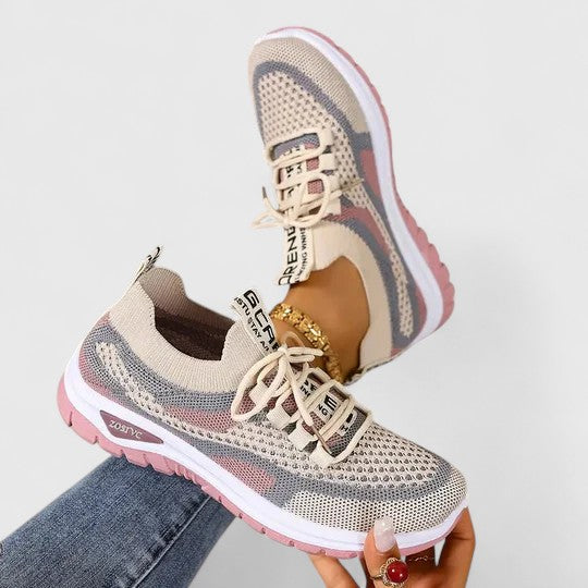 Mesh Knit Cushioned Lace-Up Trainers Women