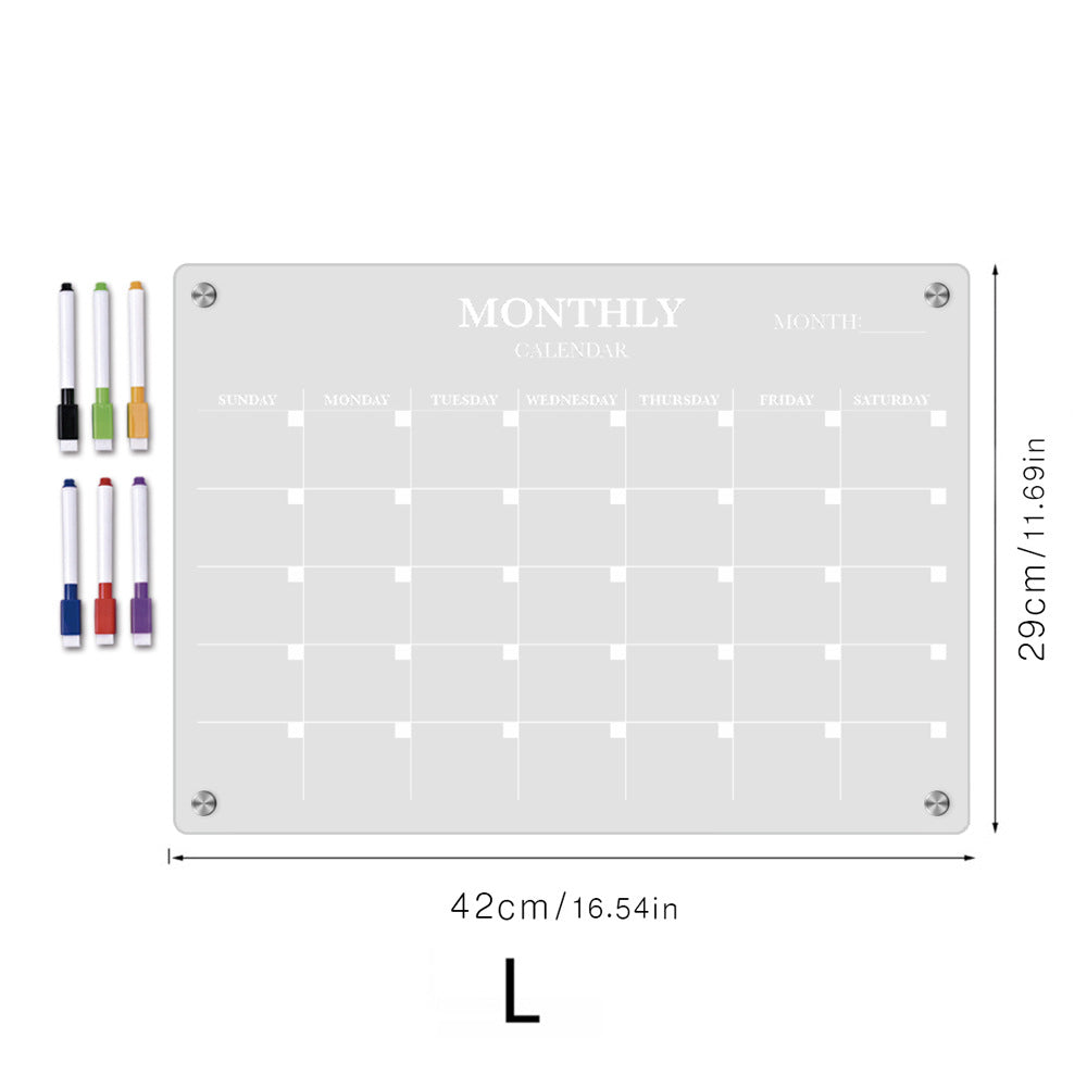 Transparent Acrylic Magnetic Monthly Planner Fridge Board