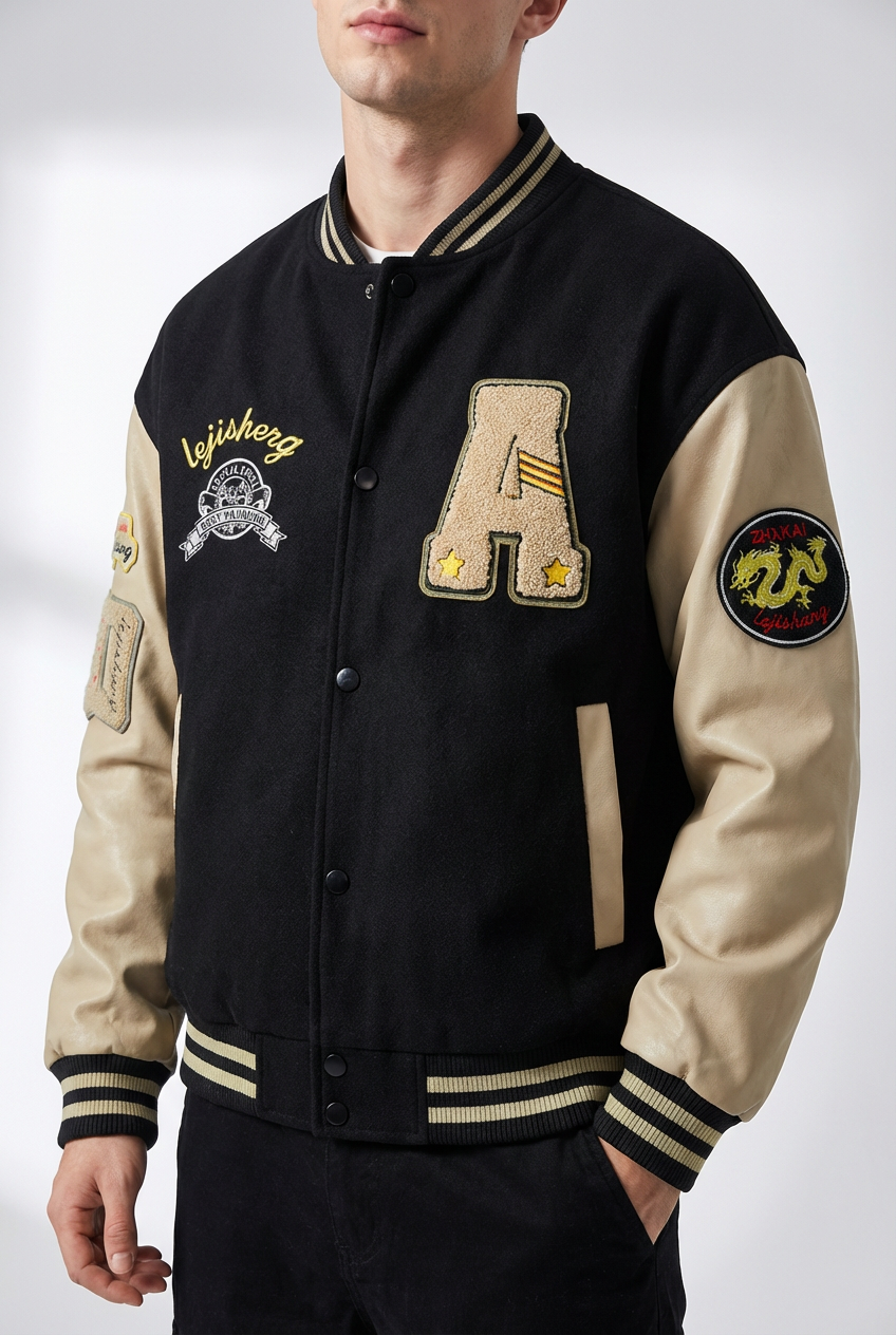Men’s Trendy Patchwork Baseball Jacket