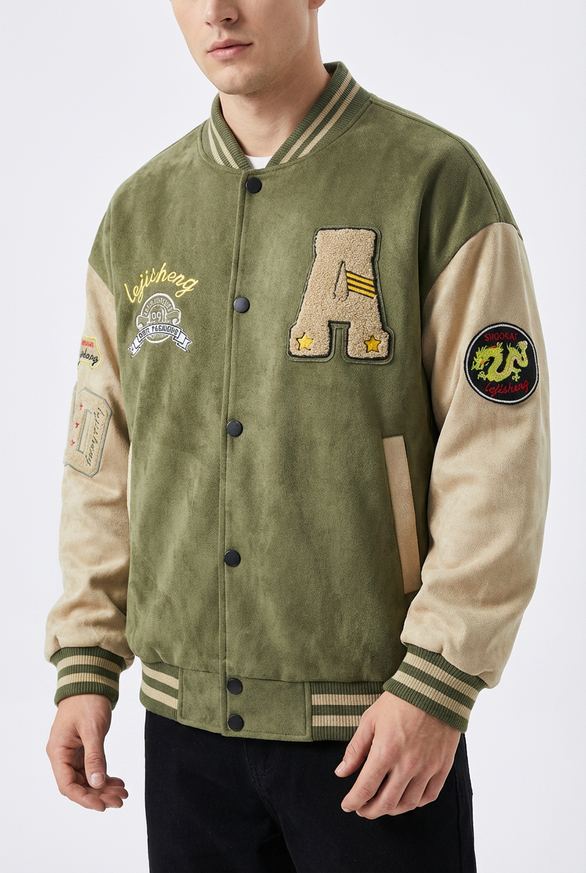 Men’s Trendy Patchwork Baseball Jacket