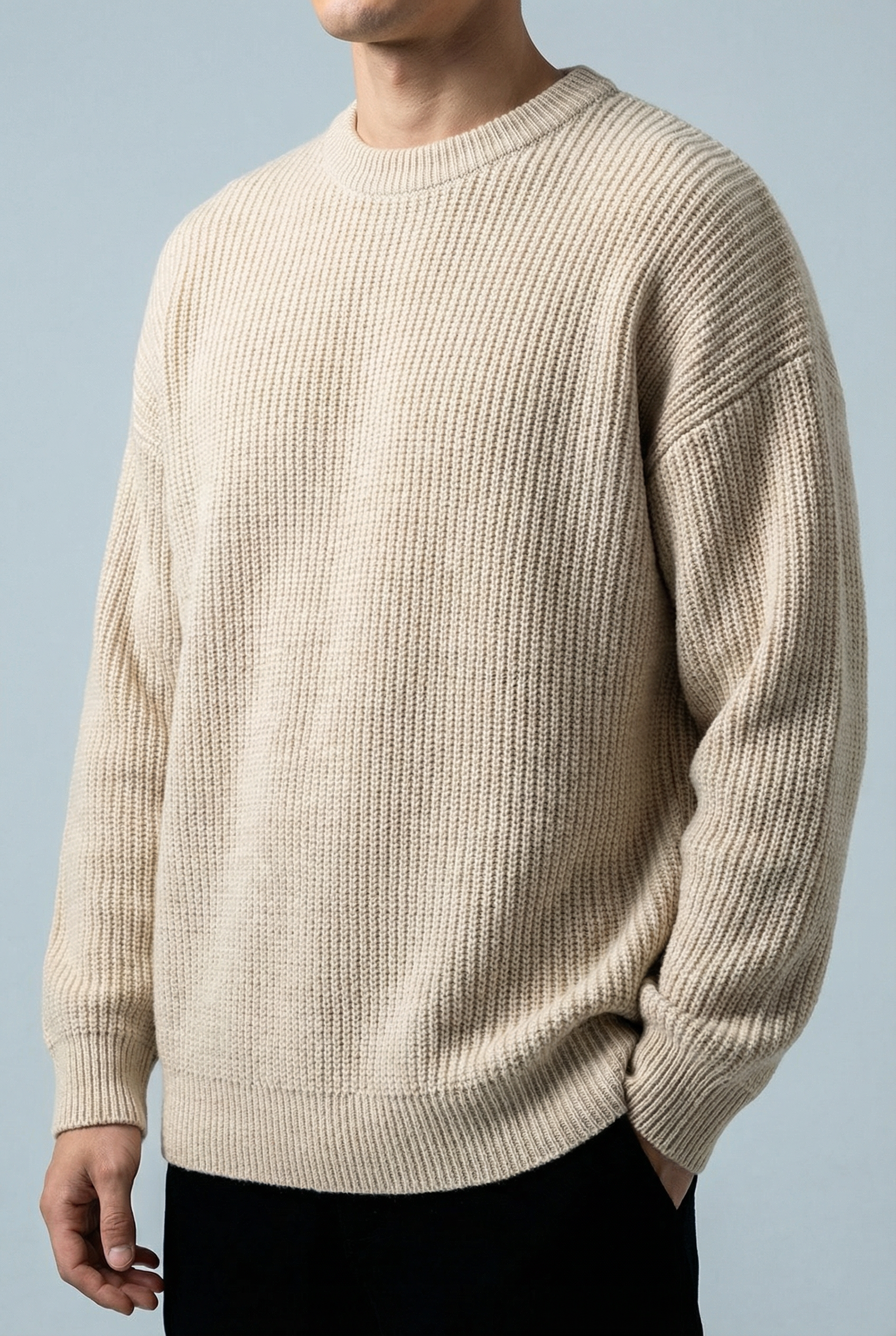 Men's Minimalist Relaxed Rib Crew Neck Sweater