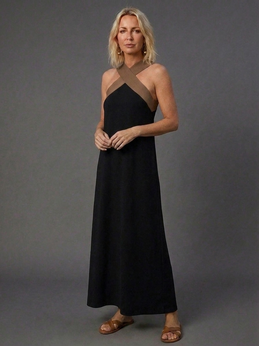 Cross Front Halterneck Sleeveless Maxi Dress Women