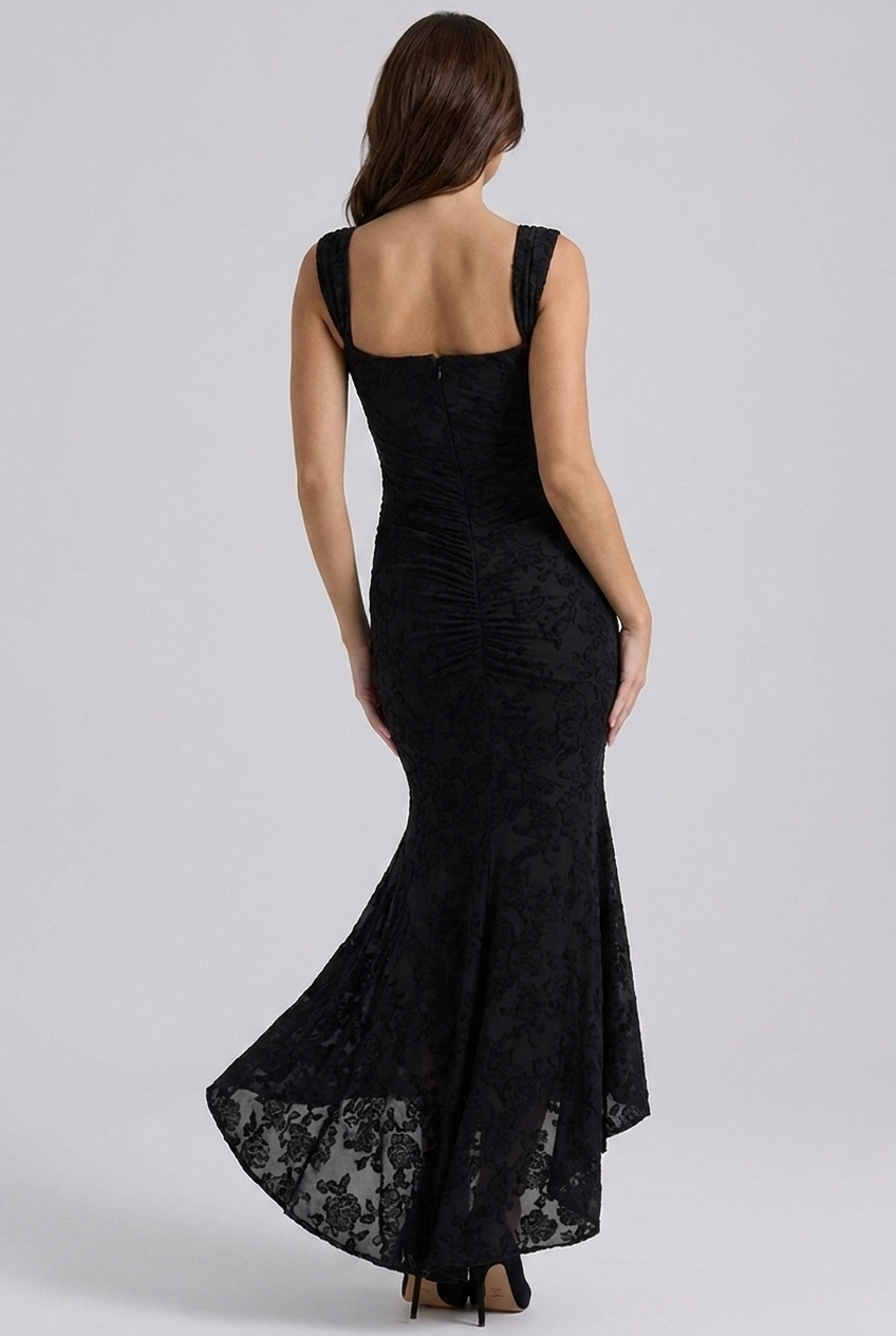 Corset Ruched Fishtail Midi Wedding Guest Dress