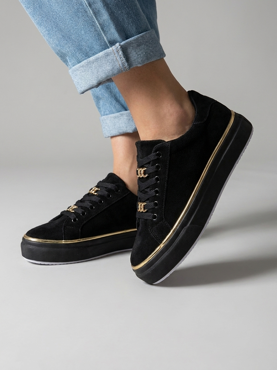 Chain Detail Flatform Casual Walking Trainers Women