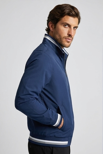 Stand Collar Zip Up Bomber Jacket Men
