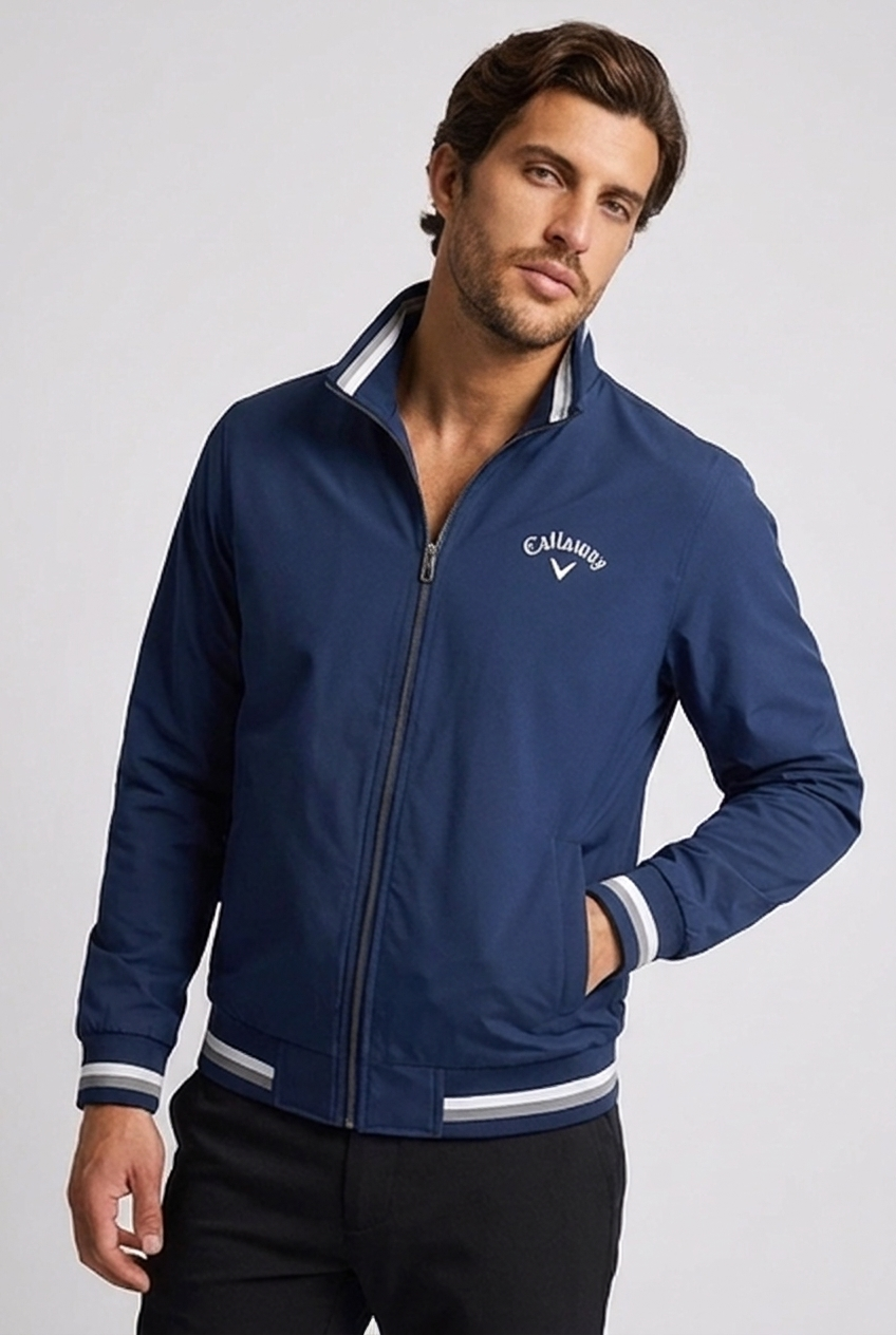Stand Collar Zip Up Bomber Jacket Men