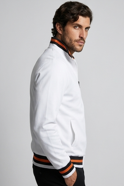 Stand Collar Zip Up Bomber Jacket Men