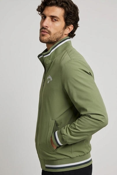 Stand Collar Zip Up Bomber Jacket Men