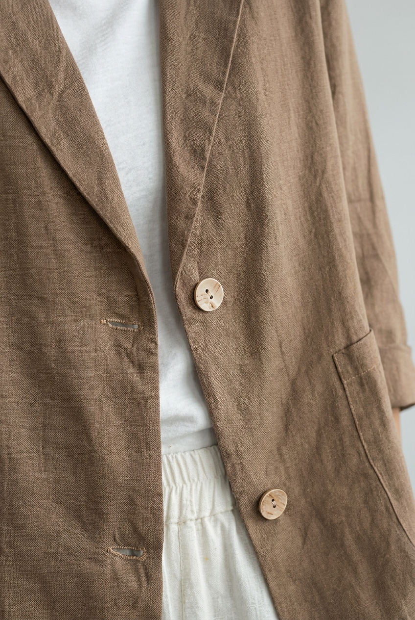 Linen Style Textured Notch Lapel Blazer Women