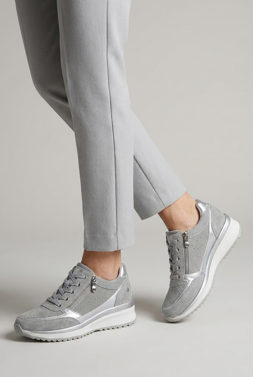 Everyday Breathable Zip Lace Platform Trainers Women