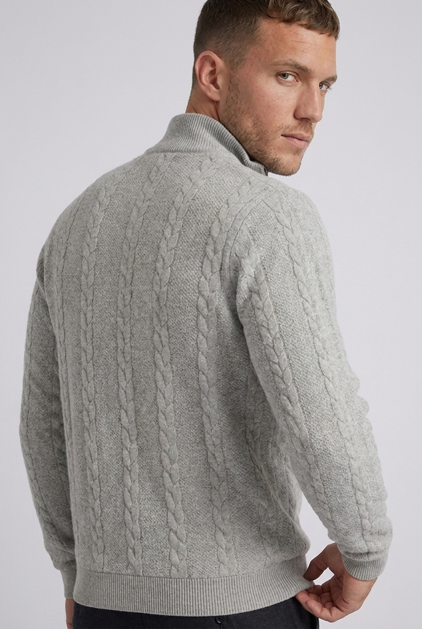 Cable Knit Textured Quarter Zip Jumper Men