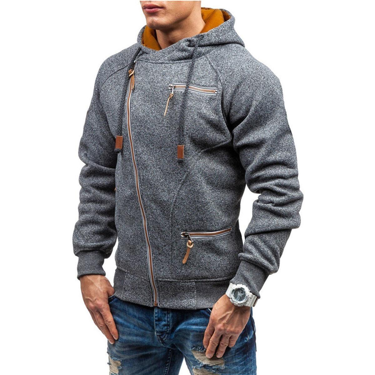 Casual Fleece Hoodie With Pockets And Adjustable Hood For Men